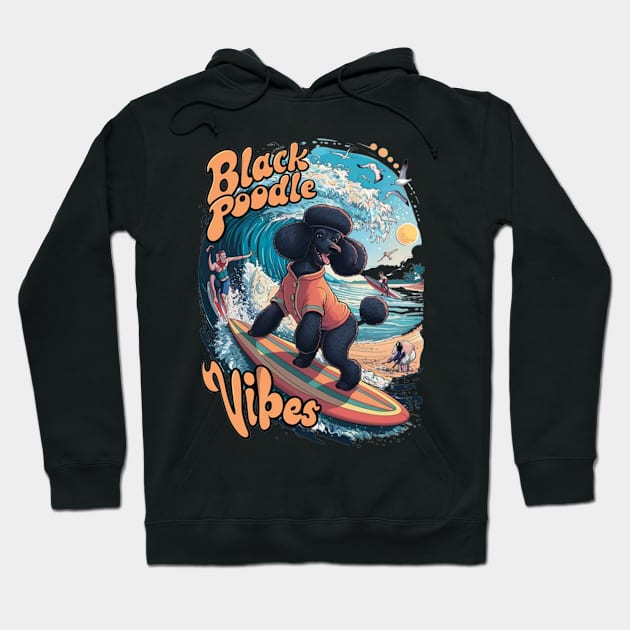 Wave Rider: A Black Poodles Surfing Adventure Hoodie by coollooks